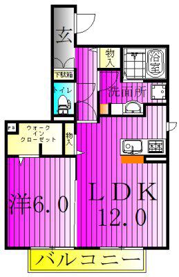 セジュール チェスナットB(1LDK/1階)の間取り写真