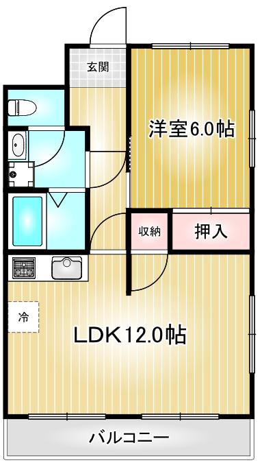 ヴィラ・フローラ(1LDK/5階)の間取り写真