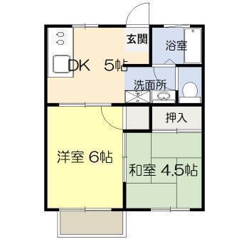リブレ恒久 A棟(2DK/2階)の間取り写真