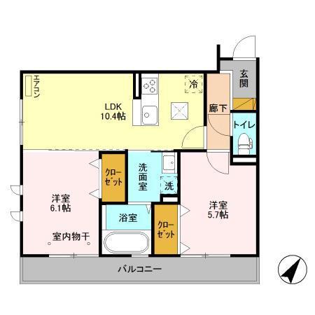 オッツIII(2LDK/1階)の間取り写真