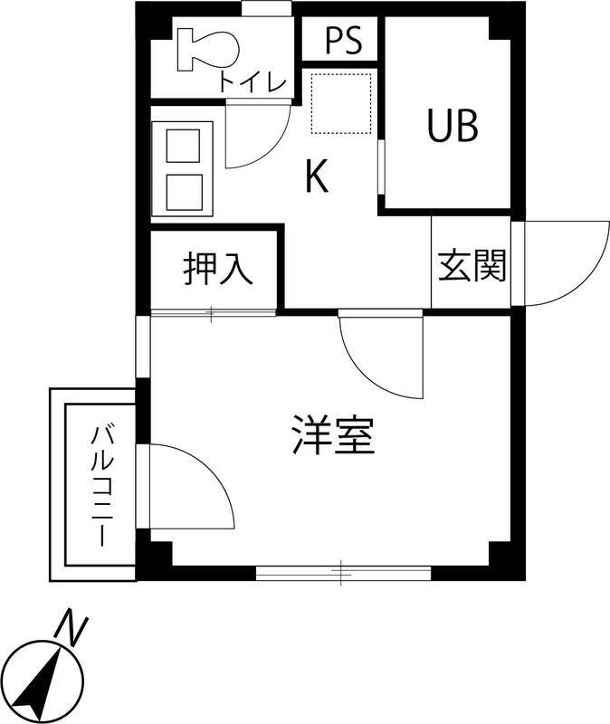 プライマフェイス(1K/2階)の間取り写真