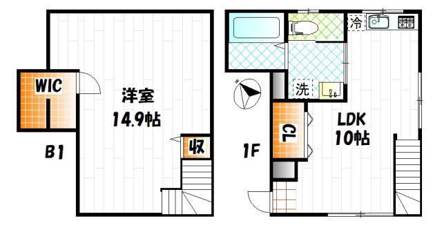 ジュネス赤坂丹後坂(1LDK/1階)の間取り写真