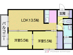 ベルトピア札幌III(2LDK/3階)の間取り写真
