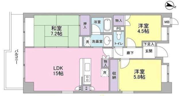 アイルサイドテラス(3LDK/4階)の間取り写真
