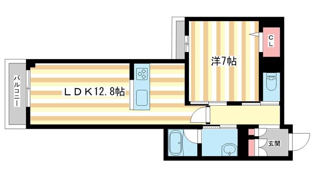 ジェイエイチエスプレミア学園前(1LDK/3階)の間取り写真