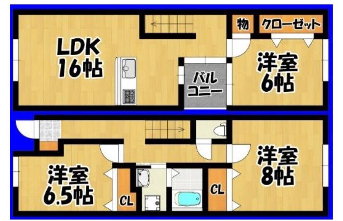 ポートフォリオ姪浜(3LDK/1階)の間取り写真