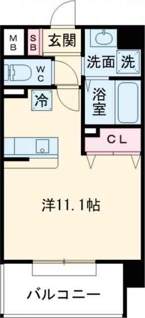 CHELSEA MANOR新屋敷(ワンルーム/5階)の間取り写真