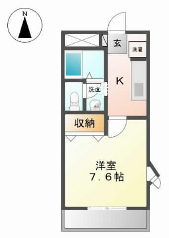 サンライズ(1K/2階)の間取り写真