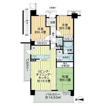 サーパス鴨宮(3LDK/4階)の間取り写真