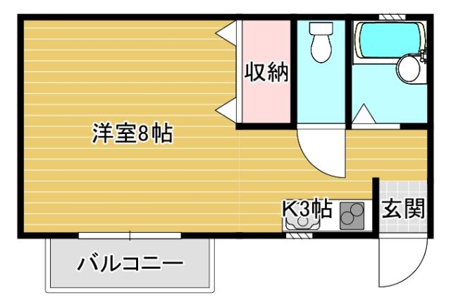 福石グリーンコート(1K/2階)の間取り写真