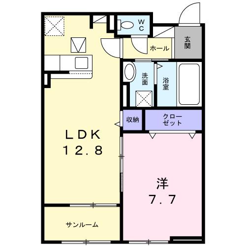 フィオーレ・S(1LDK/1階)の間取り写真