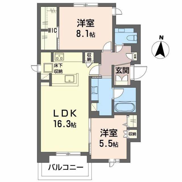エクラージュ山手町(2LDK/1階)の間取り写真