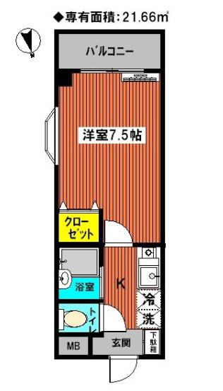 ステージ08(1K/2階)の間取り写真