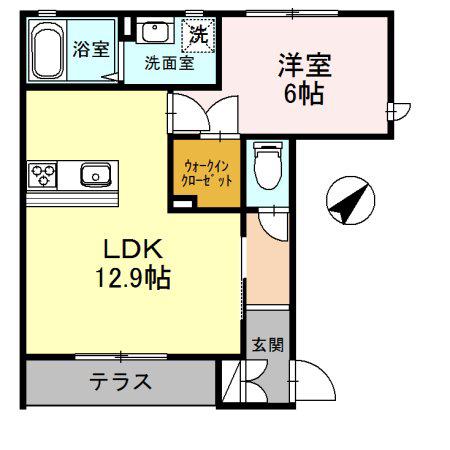 HEARTYS ENT G棟(1LDK/1階)の間取り写真
