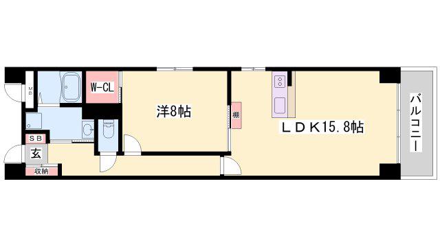 キャッスルコート龍野町(1LDK/2階)の間取り写真