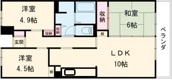 グリーンヴィラ御領(3LDK/2階)の間取り写真