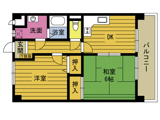 メゾンM(2DK/4階)の間取り写真