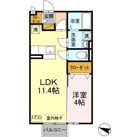メゾンまるえ(1LDK/1階)の間取り写真