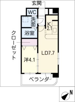 ネオシティフレクサス(1LDK/4階)の間取り写真