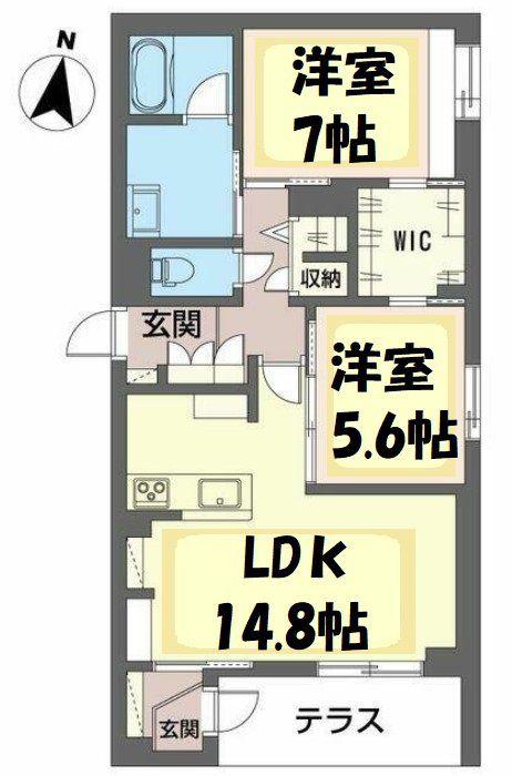 プルメリア(2LDK/1階)の間取り写真