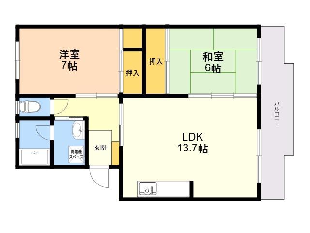 坂井ビル(2LDK/3階)の間取り写真
