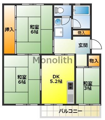 泉北茶山台2丁7番6号棟(3DK/5階)の間取り写真