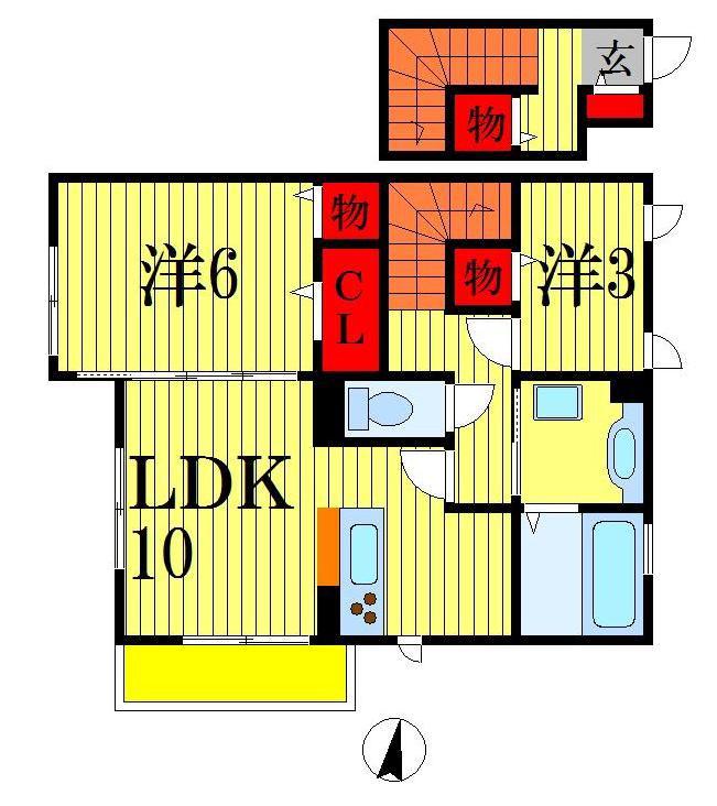 コートヴィラ(2LDK/2階)の間取り写真