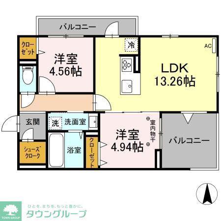 MARSHALL(2LDK/2階)の間取り写真
