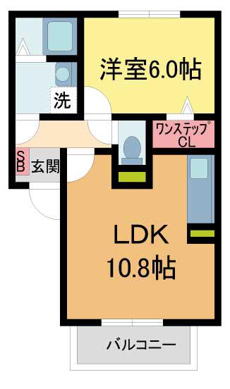 クレスト西宮東(1LDK/2階)の間取り写真