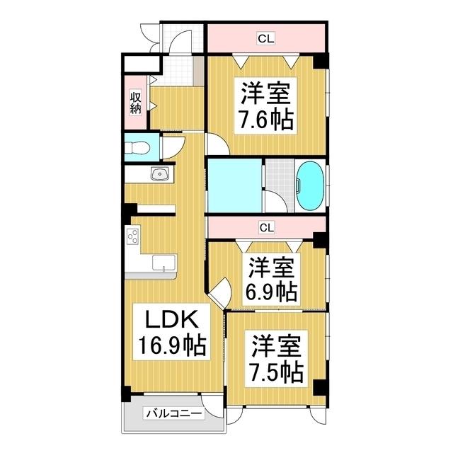 SUNECHOCHINO(3LDK/7階)の間取り写真