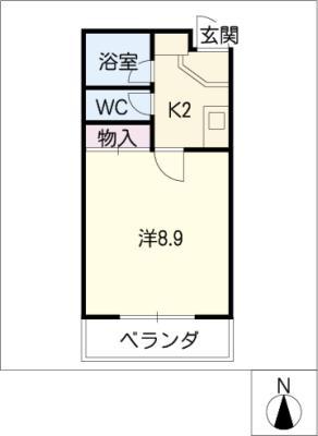 ジュネス花の木(1K/2階)の間取り写真