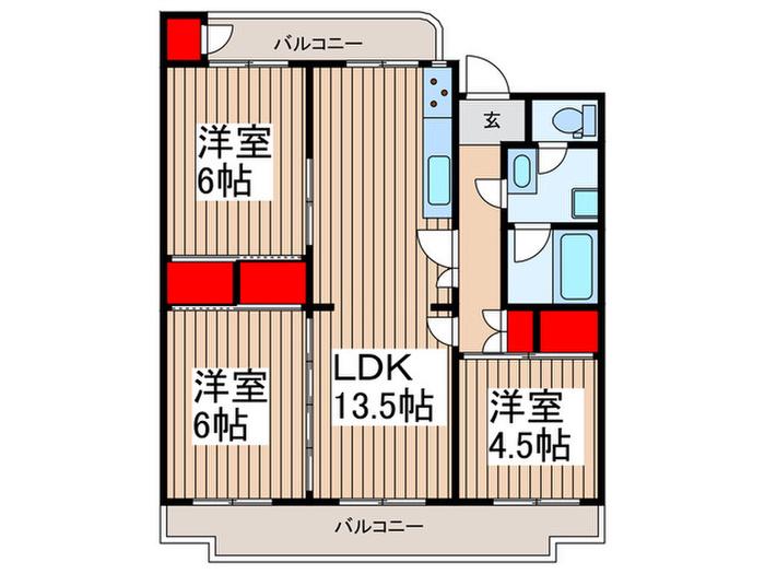 みずほ台団地9-2号棟(3LDK/5階)の間取り写真