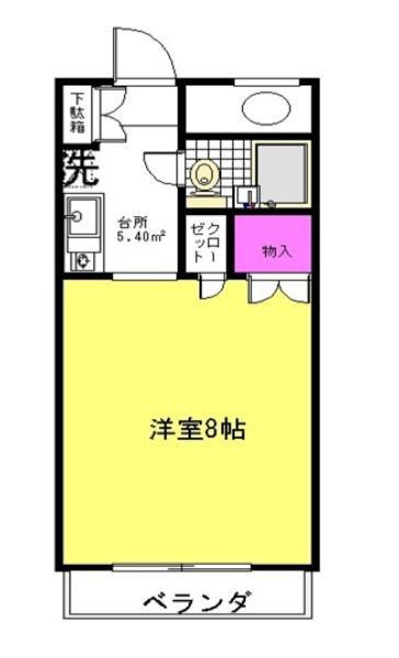 マンション美鈴(ワンルーム/3階)の間取り写真