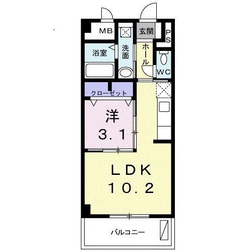 ライフ プレイス T.K(1LDK/3階)の間取り写真