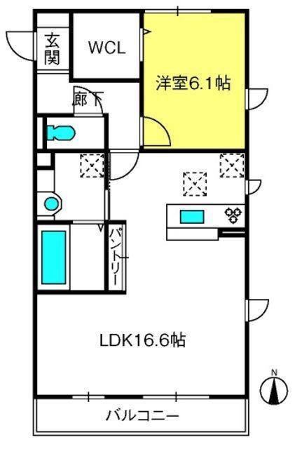 メリーコート(1LDK/2階)の間取り写真