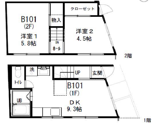 ノベラ篠原北町(2DK/1階)の間取り写真