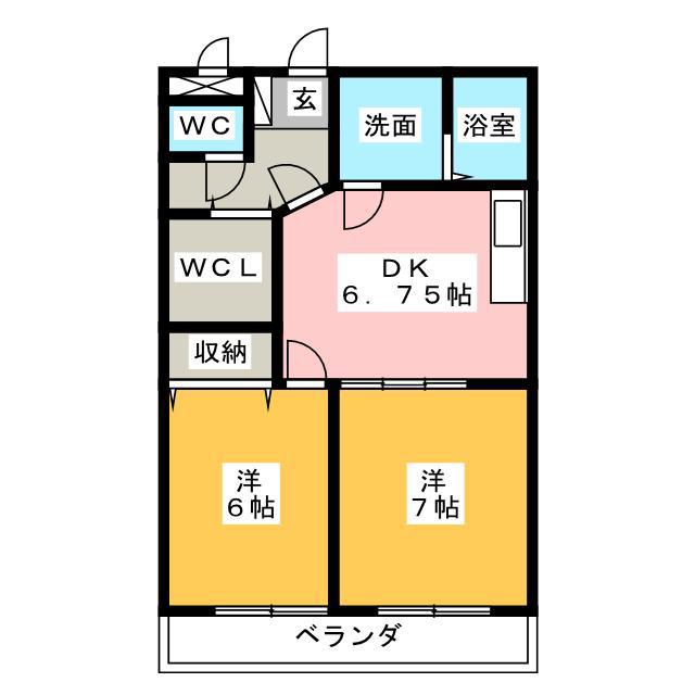 LIS.TRESOR(2DK/2階)の間取り写真