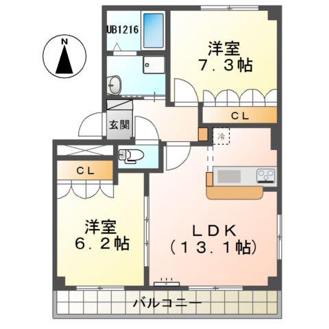 プランドール(2LDK/3階)の間取り写真