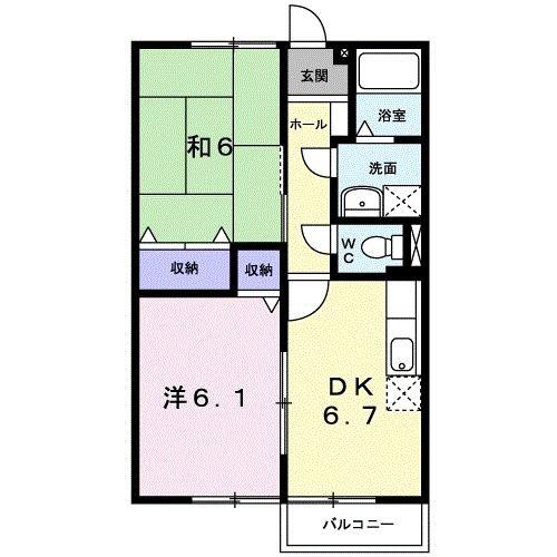 ドリームバレー(2DK/2階)の間取り写真