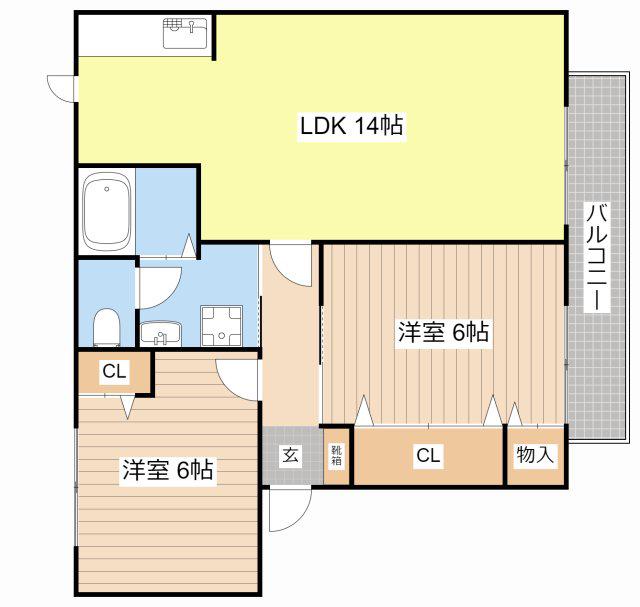 シャーメゾンコンモール(2LDK/2階)の間取り写真