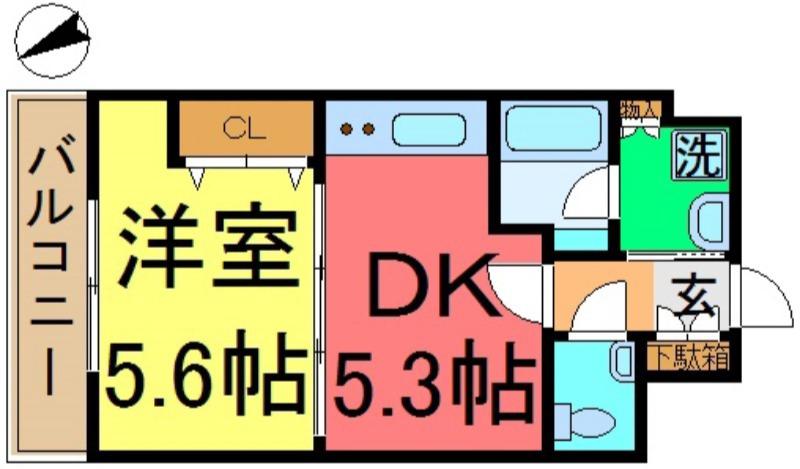 セント・ラヴェール新小岩(1DK/2階)の間取り写真