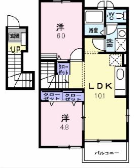 ノエル参番館(2LDK/2階)の間取り写真