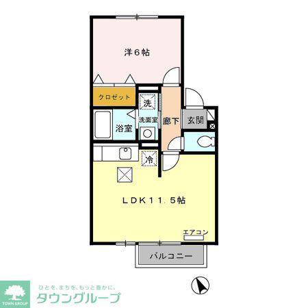 ユウ・カサグランデ(1LDK/2階)の間取り写真