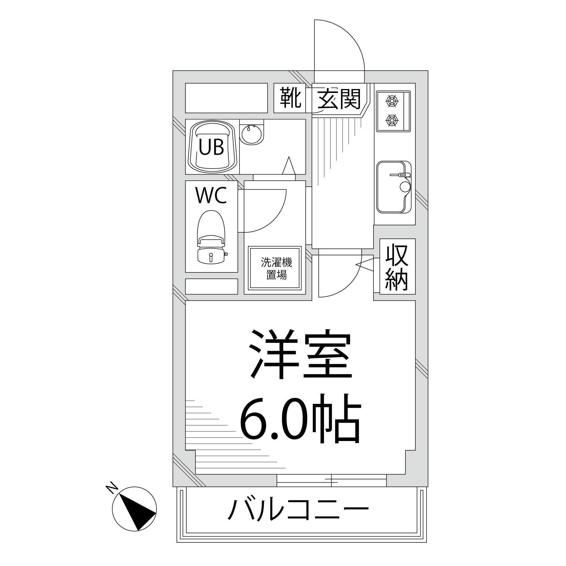 ハーブ辻井(1K/2階)の間取り写真