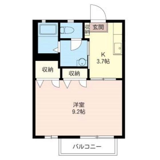 オークスアベニュー C棟(1K/2階)の間取り写真