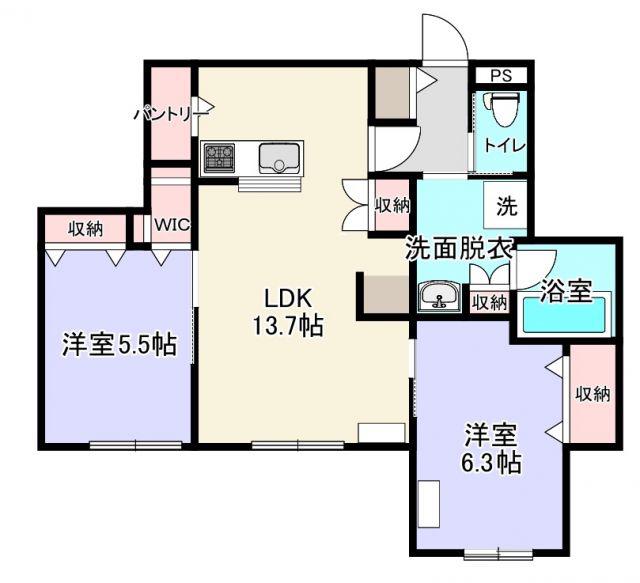 マーキュリー グラシア 福知山(2LDK/1階)の間取り写真