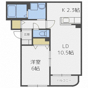 ラ・エルマーナ東札幌(1LDK/2階)の間取り写真