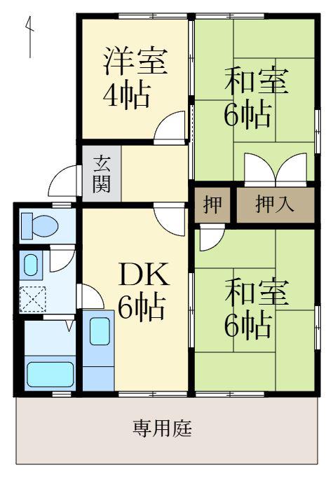 グリーンフル藤井(3DK/1階)の間取り写真