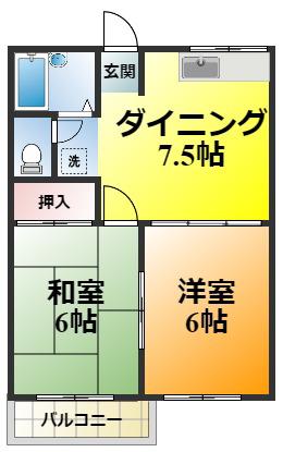 モアクレスト和気A(2DK/2階)の間取り写真