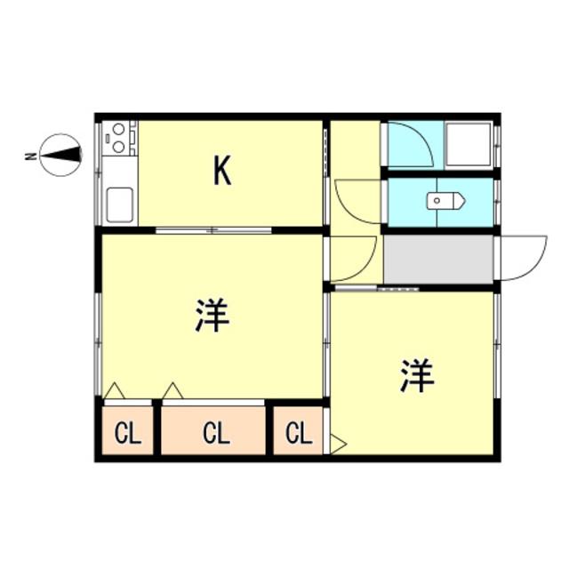 北王子荘2号館(2K/2階)の間取り写真